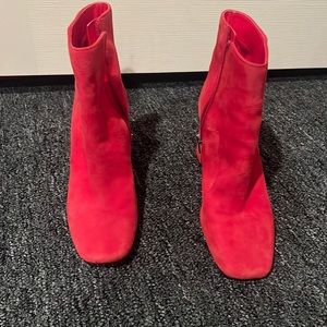 Bright red booties